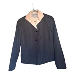 CARLISLE BLACK/PALE PINK SILK BLAZER SIZE 0